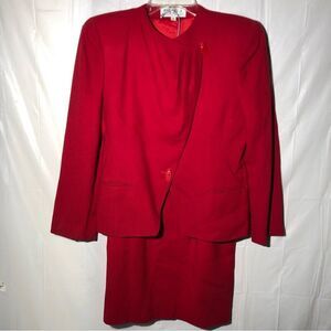 Red Wool Suit Set Size 8